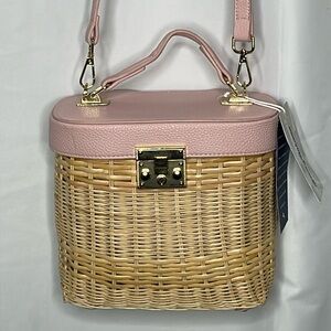 Tommy Bahama Wicker Basket Pink Faux Leather Crossbody